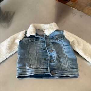 Cat & Jack Blue Denim Jacket with White Sherpa Sleeves